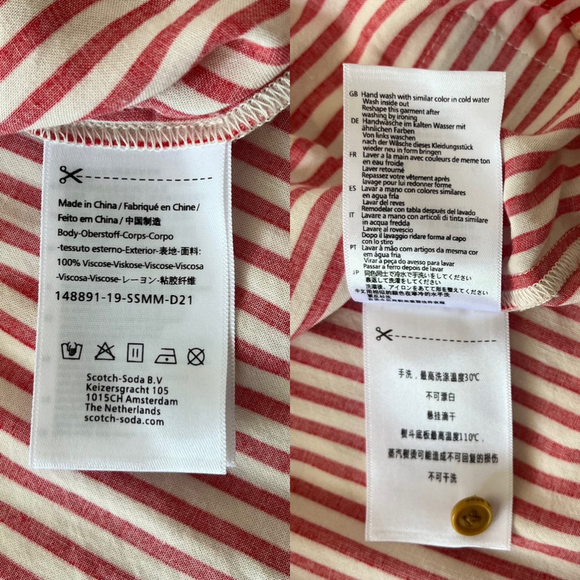 SOLD SCOTCH & SODA Striped Hawaiian Button Down Shirt Size Medium Large Unisex - Picture 13 of 13